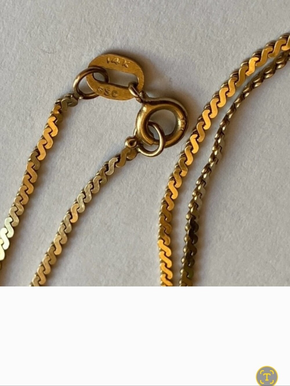 Women’s Serpentine Flat Curb Chain Necklace - 14k Solid Gold - Picture 10 of 11